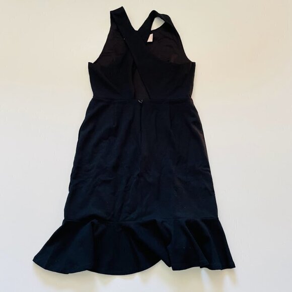 NWT Banana Republic Dress Black Criss Cross Cut OUt Ruffle Flare Hem Sleeveless - Picture 4 of 12